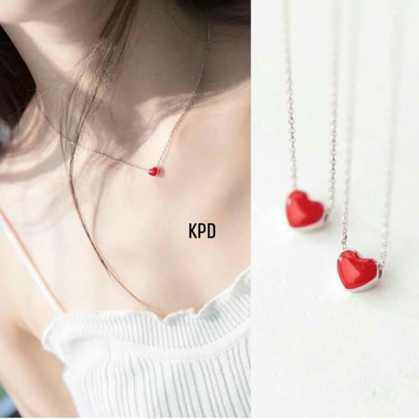 Dây bạc tim đỏ cho nàng thích sự đơn giản, trang sức tại ATuoi Shop
