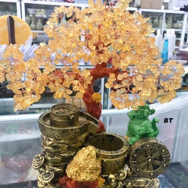 Cây tài lộc đá thạch anh vàng